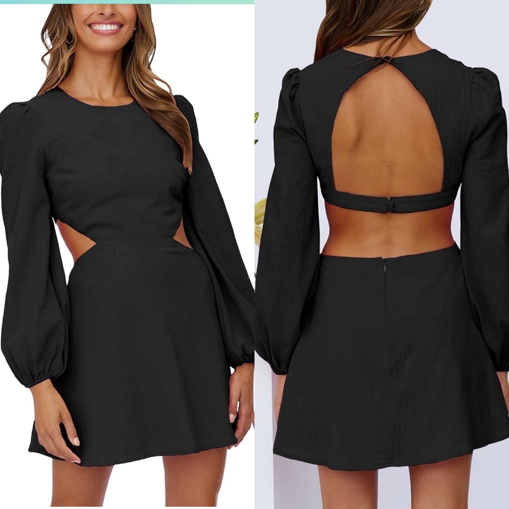 Brand new never worn long sleeve cutout A-line mini dress